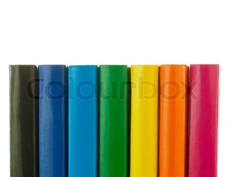 Row Of Colorful Books Spines Over The Stock Image Colourbox