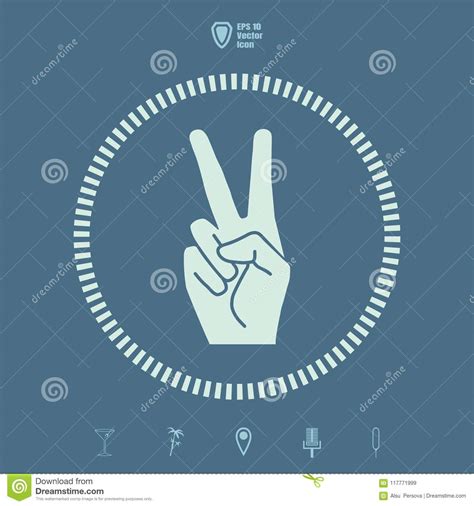 Peace Or Victory Hand Gesture Vector Icon Stock Vector Illustration