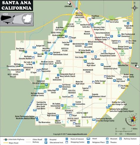 Map Of Santa Ana City California Santa Ana California Map California