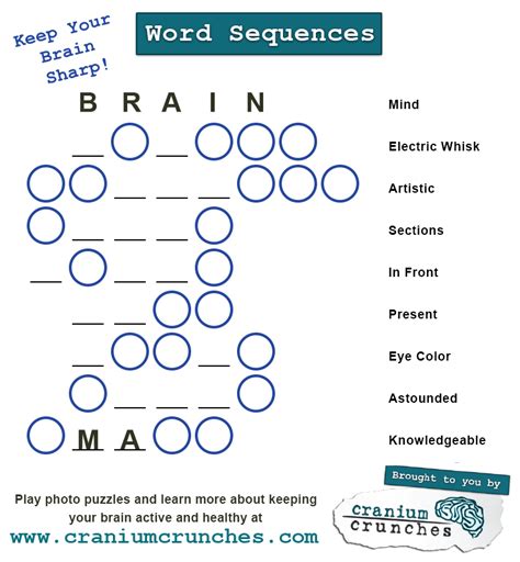 Wednesdays Word Puzzle Word Sequences Cranium Crunches