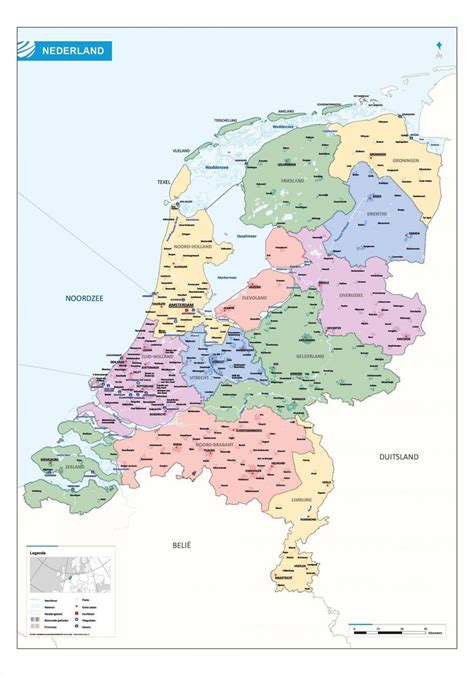 Gedetailleerde Provinciekaart Nederland Kaarten Wandkaarten Nederland