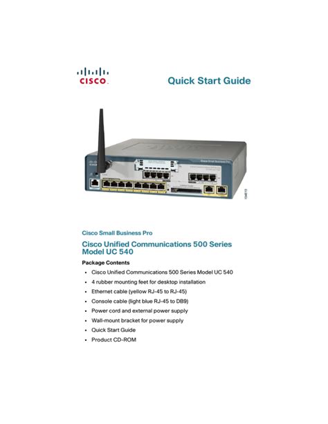 Quick Start Guide Cisco Unified Communications 500 Series Model Uc 540
