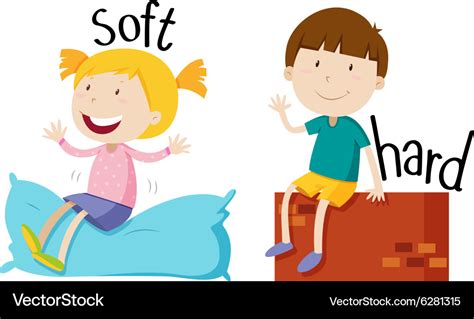 Opposite Adjective With Soft And Hard Royalty Free Vector