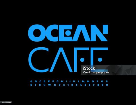 Vector Logo Tendance Ocean Cafe Ensemble Bleu De Lettres Et De Chiffres