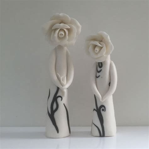 Standing Lady Rose Flower Sculptures