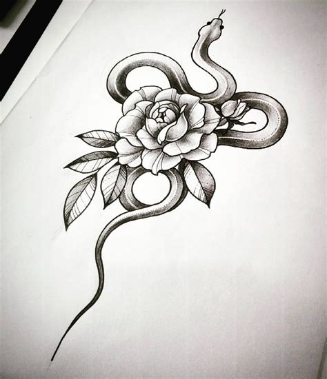 Simple Snake And Flower Drawing Snake Drawing