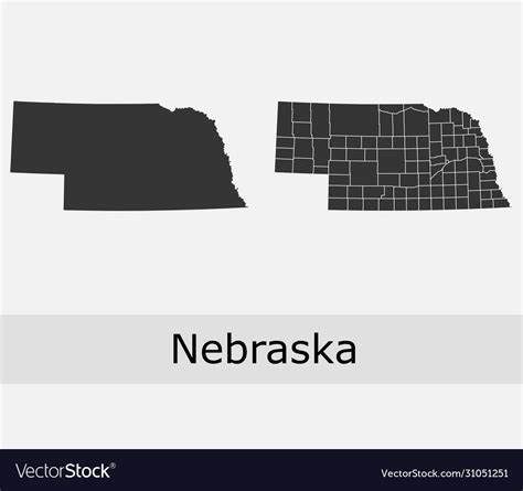 Nebraska Map Counties Outline Royalty Free Vector Image