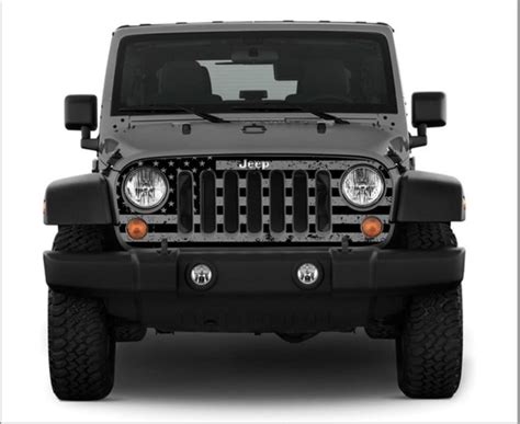 Black And Gray Distressed Usa Grille Skin By Jeepgrillskins Cj Yj Tj