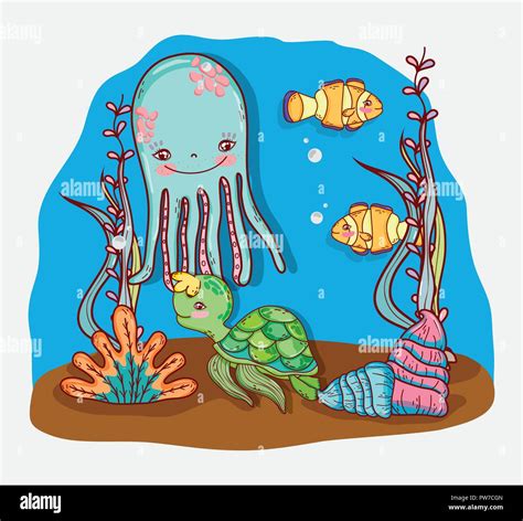 Aquatic Marine Life Stock Vector Image And Art Alamy