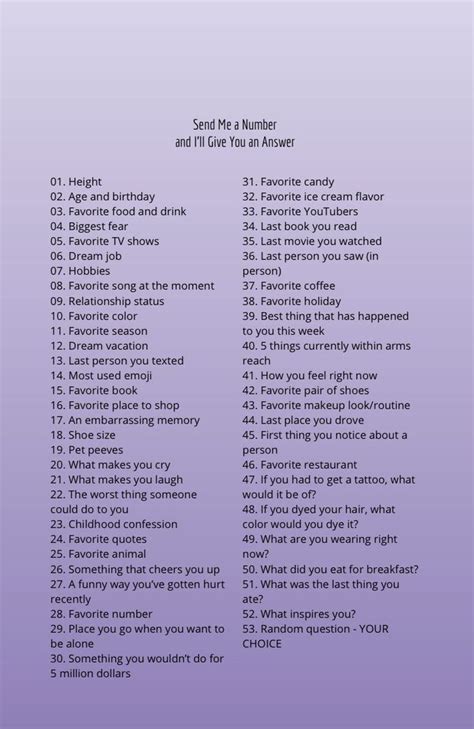 Send Me A Number And Ill Give You An Answer Instagram Questions