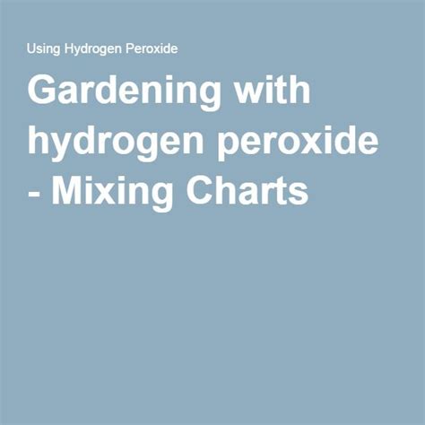 If you have cancer, flooding the body with oxygen is crucial for the destruction of cancer cells and the boosting of the body's natural immune response. Gardening with hydrogen peroxide - Mixing Charts ...