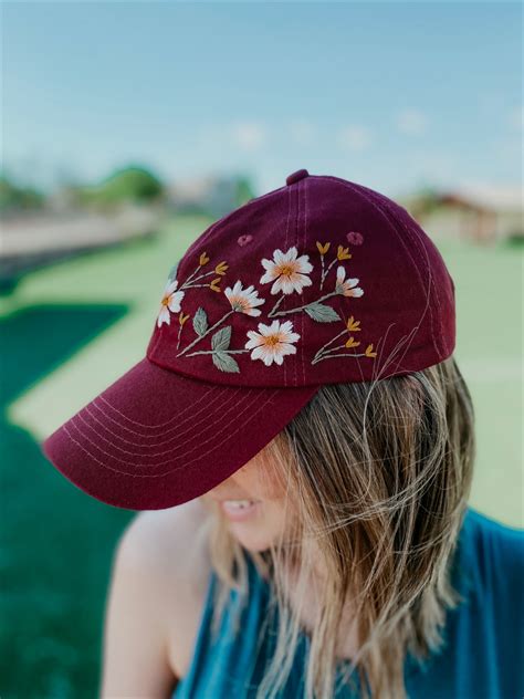 Embroidered Floral Baseball Cap Embroidered Hats Hat Embroidery Embroidery On Clothes