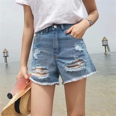 Summer New Arrival 2017 Womens Fashion Normic Hole Pocket Wore Out Shorts Distrressed Water