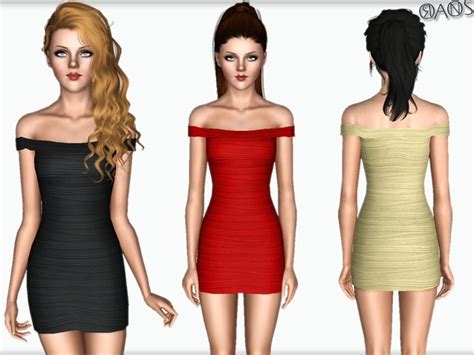 Wavy Off Shoulder Dress The Sims 3 Catalog