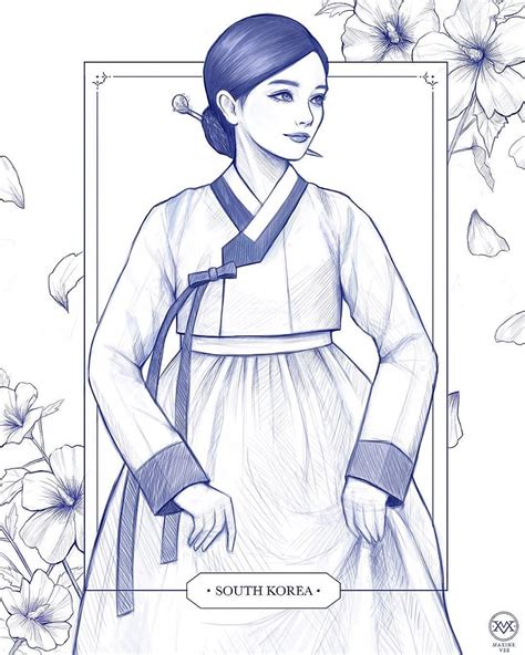 Here S The Finished Piece 🇰🇷💖 I Really Enjoyed Drawing The Fabric Of The Hanbok I Couldn T