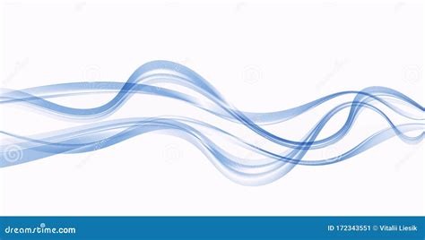 Abstract Vector Wavy Blue Lines In The Form Of Abstract Waves