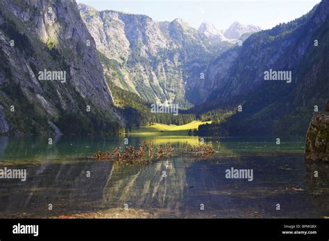 The Obersee Lake At Berchtesgaden National Park Bavaria Germany Stock