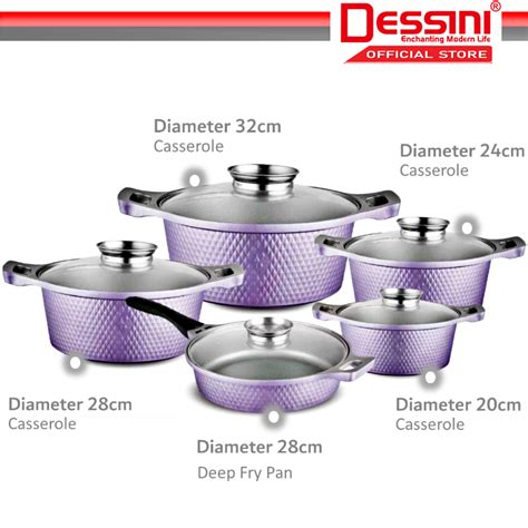 Dessini Italy Granite Aluminium Non Stick Casserole Pot Bowl Deep Fry