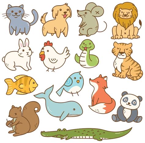 Conjunto De Animales De Dibujos Animados Vector Premium Animales