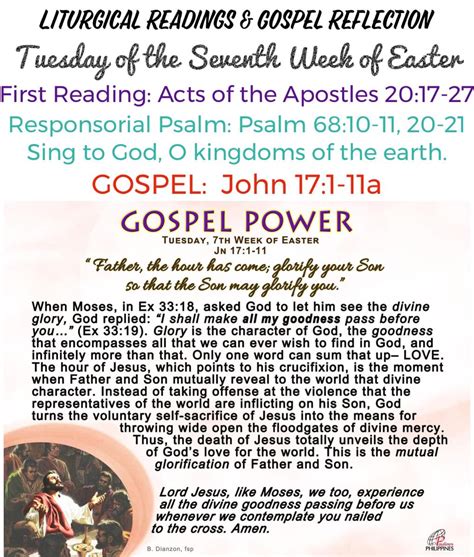 Liturgical Readings Gospel Reflection For Tuesday Of The Seventh Week