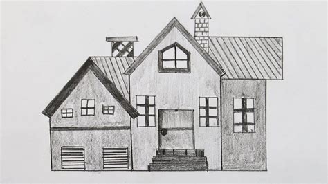 How To Draw A House Easy House Step Sketch Drawing Easy Building