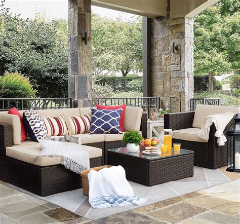 Walnew 6 Pieces Patio Indoor Furniture Set Outdoor Sectional Sofa