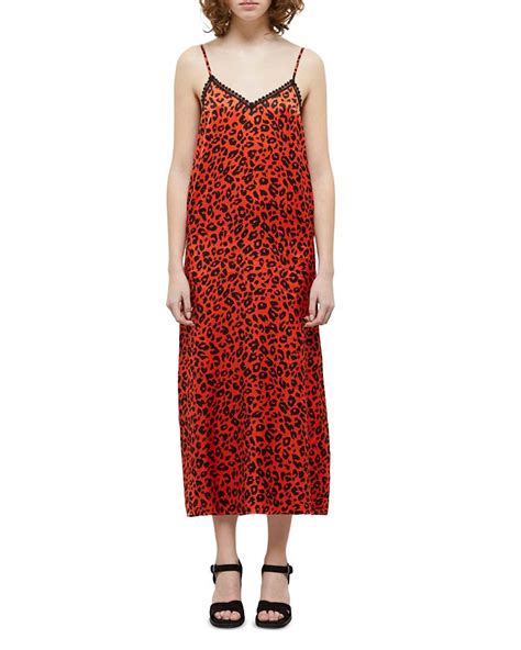 The Kooples Leopard Print Satin Slip Midi Dress Bloomingdales