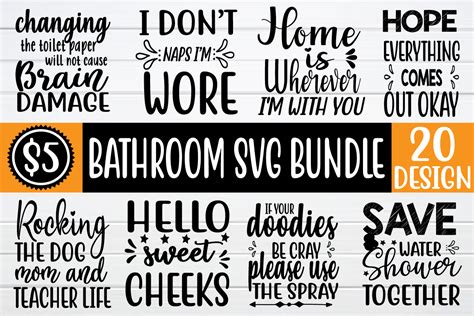 Bathroom Quotes Svg Bundle Svg Dxf Png Cut Files Cut My Xxx Hot Girl