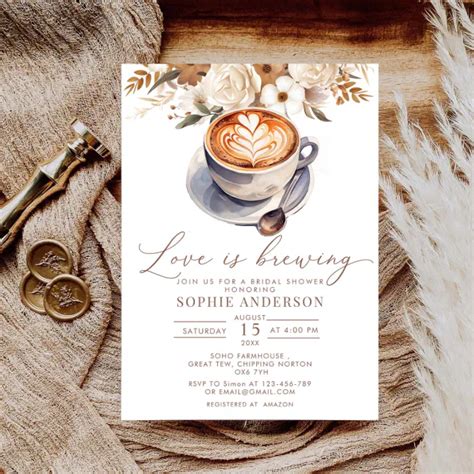 Love Is Brewing Coffee Bridal Shower Invitation Zazzle