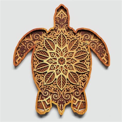 Free 131 3D Layered Mandala Turtle SVG PNG EPS DXF File