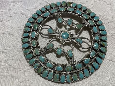 Navajo Larry Moses Begay Lmb Signed Sterling Silver Turquoise Cluster