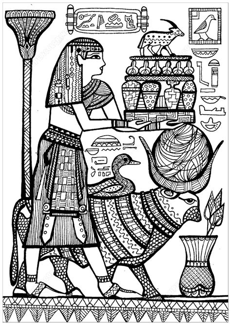 If the mystery of ancient egypt is what interests you then these coloring pages are just what you need. Priest and sacred animals of ancient egypt - Egypt Adult ...