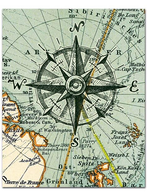 Nautical Map Compass Print Compass On Map Poster Nautical