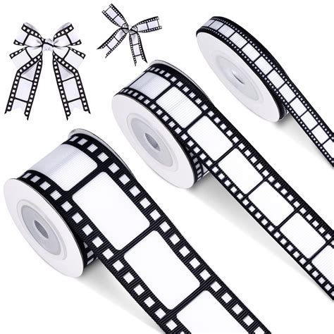 3 Rolls 15 Yards Filmstrip Party Cow Ribbon Black And White Film Border