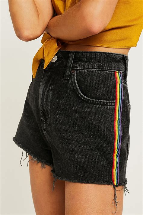 Bdg Rainbow Side Stripe Mom Denim Shorts Mom Denim Rainbow Outfit