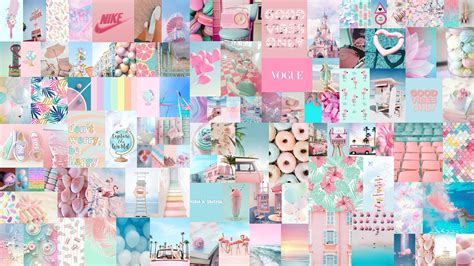 Boujee Pastel Blue Pink Aesthetic Wall Collage Kit Digital Etsy My