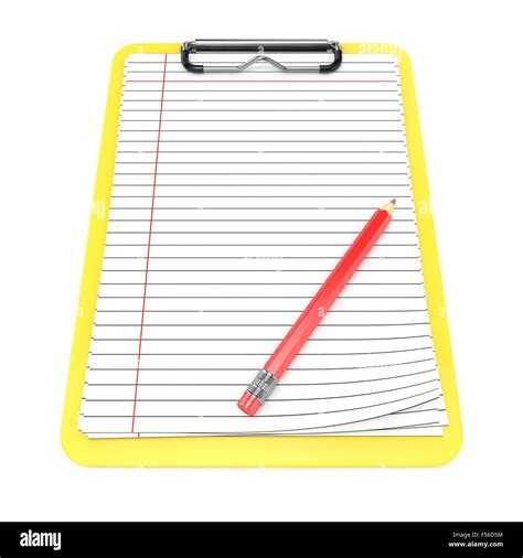 Yellow Clipboard And Blank Lined Paper 3d Render Illustration Isolated