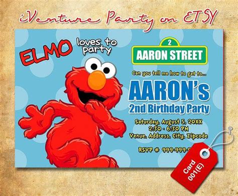 Elmo Invitation For Elmo Sesame Street Birthday By Iventureparty 10 00 Elmo Birthday Sesame