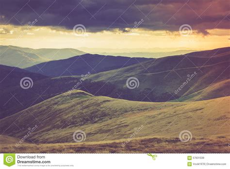 Autumn Mountain Hills At Sunset Stock Image Image Of Grass Clear