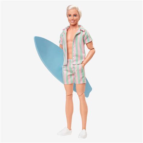 Ken Doll Wearing Pastel Striped Beach Matching Set Barbie The Movie