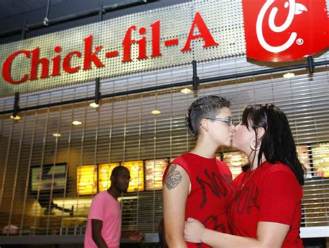 Same Sex Kiss Day At Chick Fil A Draws Gay Rights Activists