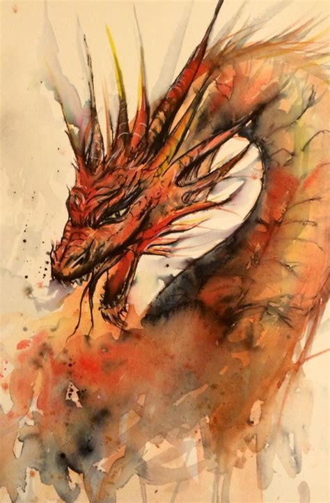 Loose Watercolour And Ink Sketch Of Dragon Watercolor Dragon Tattoo
