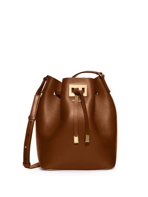 Lyst Michael Kors Miranda Medium Leather Bucket Bag In Brown