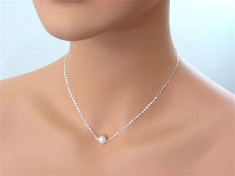 Solid Sterling Silver Floating Pearl Necklace One Pearl Etsy