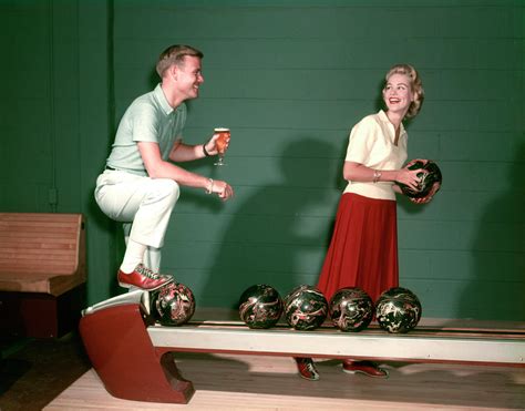 1950s Smiling Couple In Bowling Alley Painting By Vintage Images