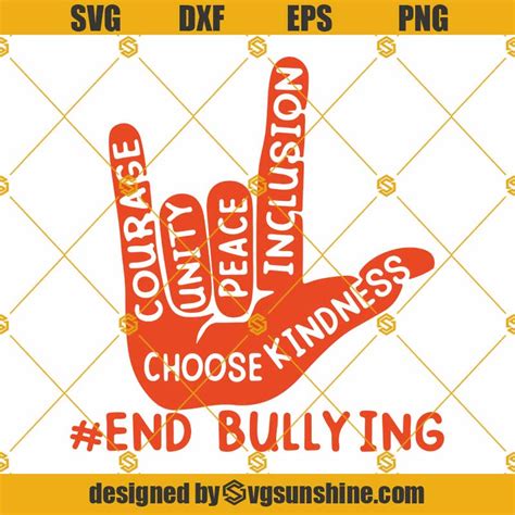 Unity Day End Bullying SVG Anti Bullying Love Sign Language SVG PNG