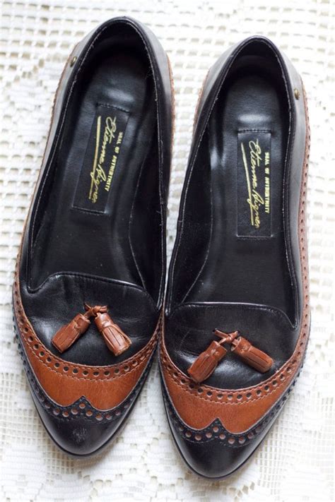 Vintage Etienne Aigner Black And Brown Tassle Loafers Size 7m What To