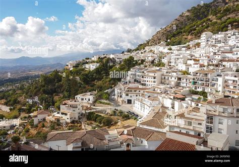 Mijas Spain View Of The White Washed Spanish Village Mijas At The