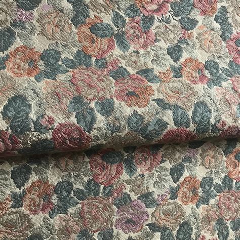 Decorative Upholstery Half Yard Rose Buds Patterned Vintage Fabric With Embroidery Effect Meter