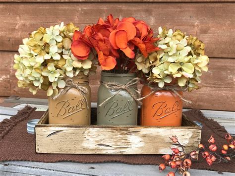 Fall Mason Jars Decor For Thanksgiving Centerpiece